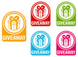 © Javanism - Set collections trendy colorful giveaway icon sign. social media free gift labels design template Vector illustration
