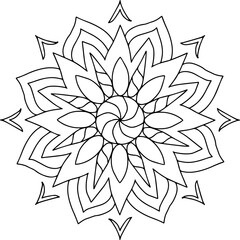 petal mandala line art coloring book page