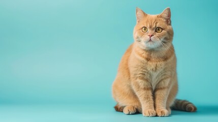 Wall Mural - British Shorthair cat isolated on blue background