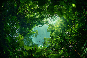 Wall Mural - amazon canopy viewed as if one were lying on ones back and looking up