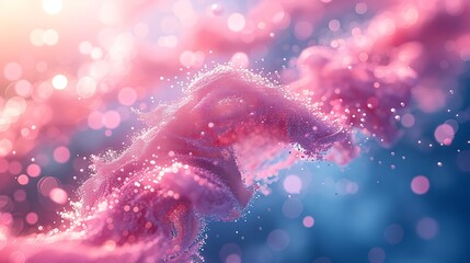 pink particles gently drifting over a solid blue background