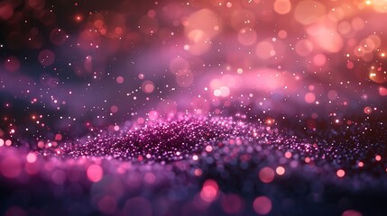 Wall Mural - pink particles sparkling on a deep purple background