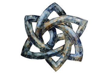 Blue And Brown Celtic Cross With A White Background, Watercolor, Illustrations, Isolated On A Transparent Background.