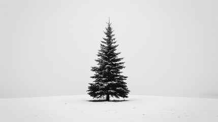 Wall Mural - The Christmas tree silhouette stands out against a crisp white background creating a striking image