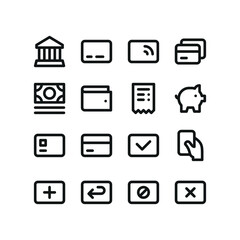 Poster - Bank card payment icons. Set of UI isolated icons with editable stroke