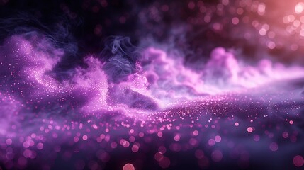 Canvas Print - purple particles creating a misty effect on a black background