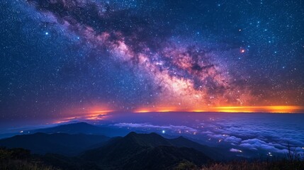 Starry Night over Mount Hehuan: Breathtaking Milky Way View in Taiwan's Mountain Landscape
