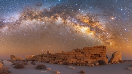 Serene Masada Night Sky: Stunning Stars and Milky Way Over Ancient Israeli Landscape