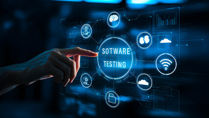 software testing photo with hologram display