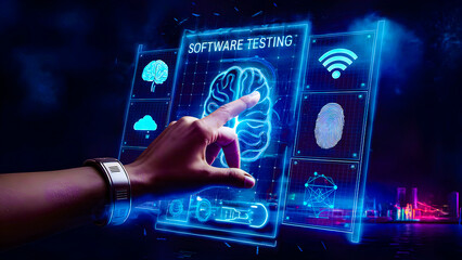 software testing photo with hologram display
