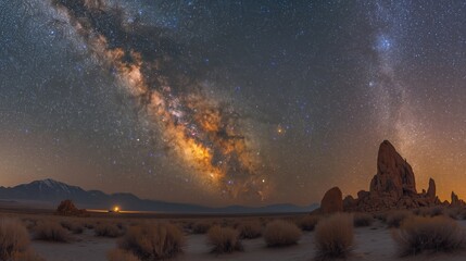 Tranquil Night Scenery at Mono Dark Sky Reserve with Clear Milky Way View