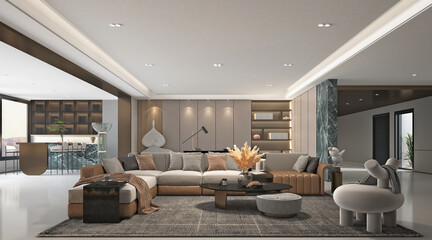 Wall Mural - 3d render of loft apartment interior