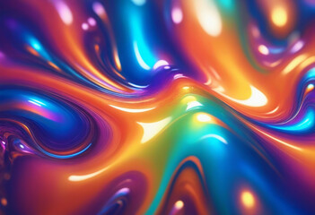 Fluid or gel texture with a colorful and reflective shimmering iridescent background