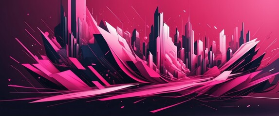 Wall Mural - pink theme technology abstract concept banner background illustration