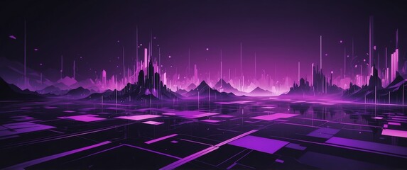 Wall Mural - purple theme technology abstract concept banner background illustration