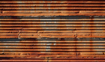 Wall Mural - Corrugated metal wall, rusty brown background