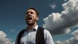 © Василь Тігай - Man shouting or singing passionately against cloudy sky