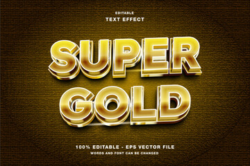 Wall Mural - Super Gold 3D Editable Text Effect Template Style Premium Vector