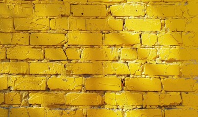 Wall Mural - Yellow brick wall textured background