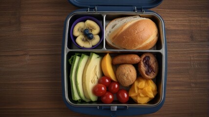 Wall Mural - Healthy lunchbox with assorted foods