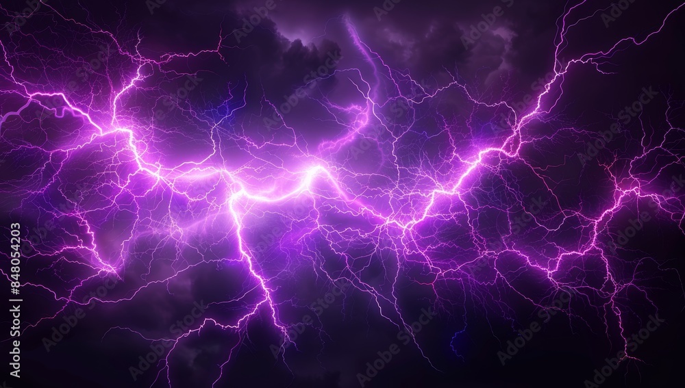 .A dark background with purple lightning and thunder Stock Illustration ...