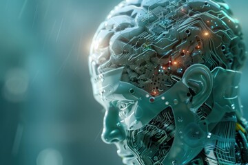 Wall Mural - ai concept, electronic brain powered by processor.