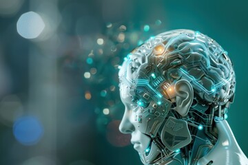 Wall Mural - ai concept, electronic brain powered by processor.
