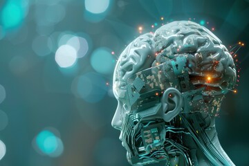 Wall Mural - ai concept, electronic brain powered by processor.