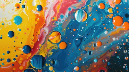 Sticker - Colorful paint drops on a modern acrylic abstract background