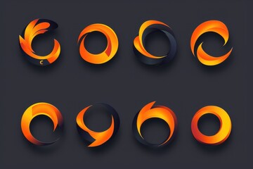 Canvas Print - Six different shapes of fire on a dark background