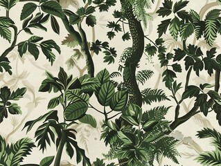 Wall Mural - Verdure and trees illustration poster