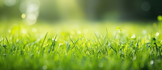 Wall Mural - green leaf grass natural background. creative banner. copyspace image