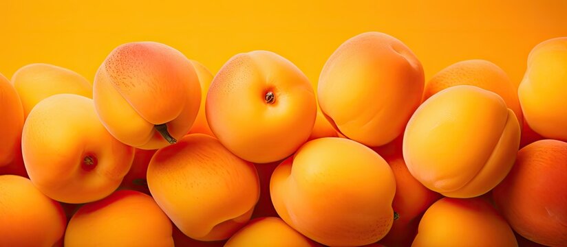 We harvested fresh juicy apricots Apricot is a fruit rich in useful minerals and vitamins. Creative banner. Copyspace image