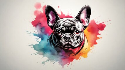 Wall Mural - Watercolor French Bulldog Art