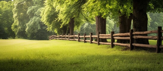 Poster - grass yard and wooden fence. Creative banner. Copyspace image