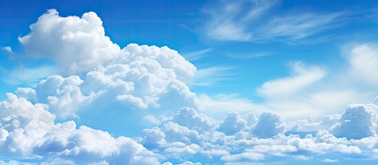 Wall Mural - Blue sky with cloud background. Creative banner. Copyspace image