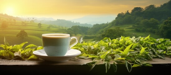 Leinwandbilder - Cilegon 16092033 drinking tea is very nice in hot weather. Creative banner. Copyspace image