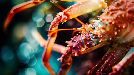 Wall Mural - Macro shot of a crab leg, detailed exoskeleton and vibrant colors, soft light, detailed and appetizing.