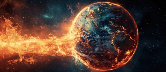 Wall Mural - Burning Earth in Space
