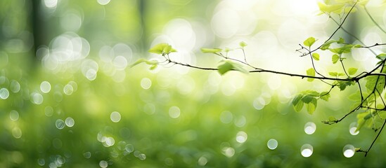 Wall Mural - bokeh background from nature under tree shade. Creative banner. Copyspace image