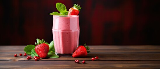 Poster - strawberry yogurt smoothie. Creative banner. Copyspace image