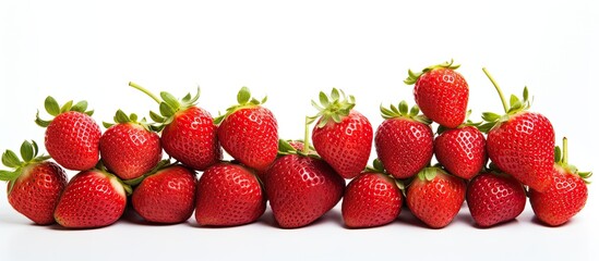 Wall Mural - strawberries on a white background. Creative banner. Copyspace image