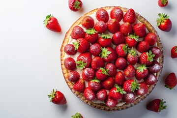 Canvas Print - Strawberry Tart on White Background