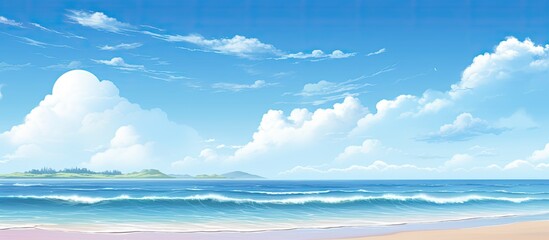 Poster - Beach view with blue skies. Creative banner. Copyspace image