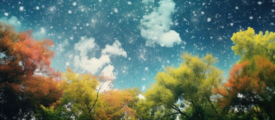 Poster - the trees in the garden are so beautiful to look up at the sky. Creative banner. Copyspace image