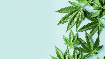 Sticker - Cannabis plant leaves over plain background.