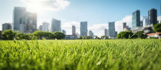 Aufkleber - grass growing between the buildings. Creative banner. Copyspace image