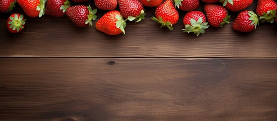 Wall Mural - Fresh organic strawberries on a wooden board Delivery of natural products Organic strawberries. Creative banner. Copyspace image