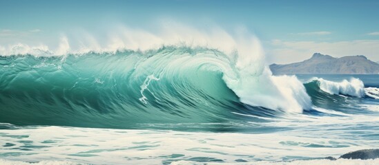 Poster - Powerful surf on the coast of the Indian Ocean in South Africa. Creative banner. Copyspace image