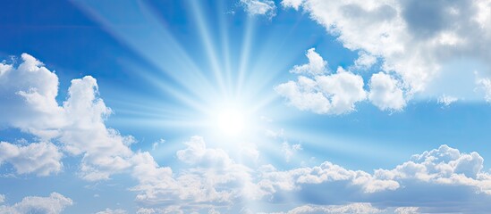 Wall Mural - cloudy blue sky covering the sun. creative banner. copyspace image